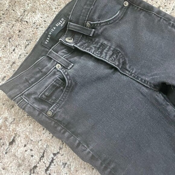 VERONICA BEARD DENIM JEANS DEBBIE SKINNY WASHED BLACK DISTRESSED Sz 24  GOTHCORE - Picture 10 of 15